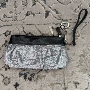 Rosetti Silver Sequin Wristlet/Clutch Purse